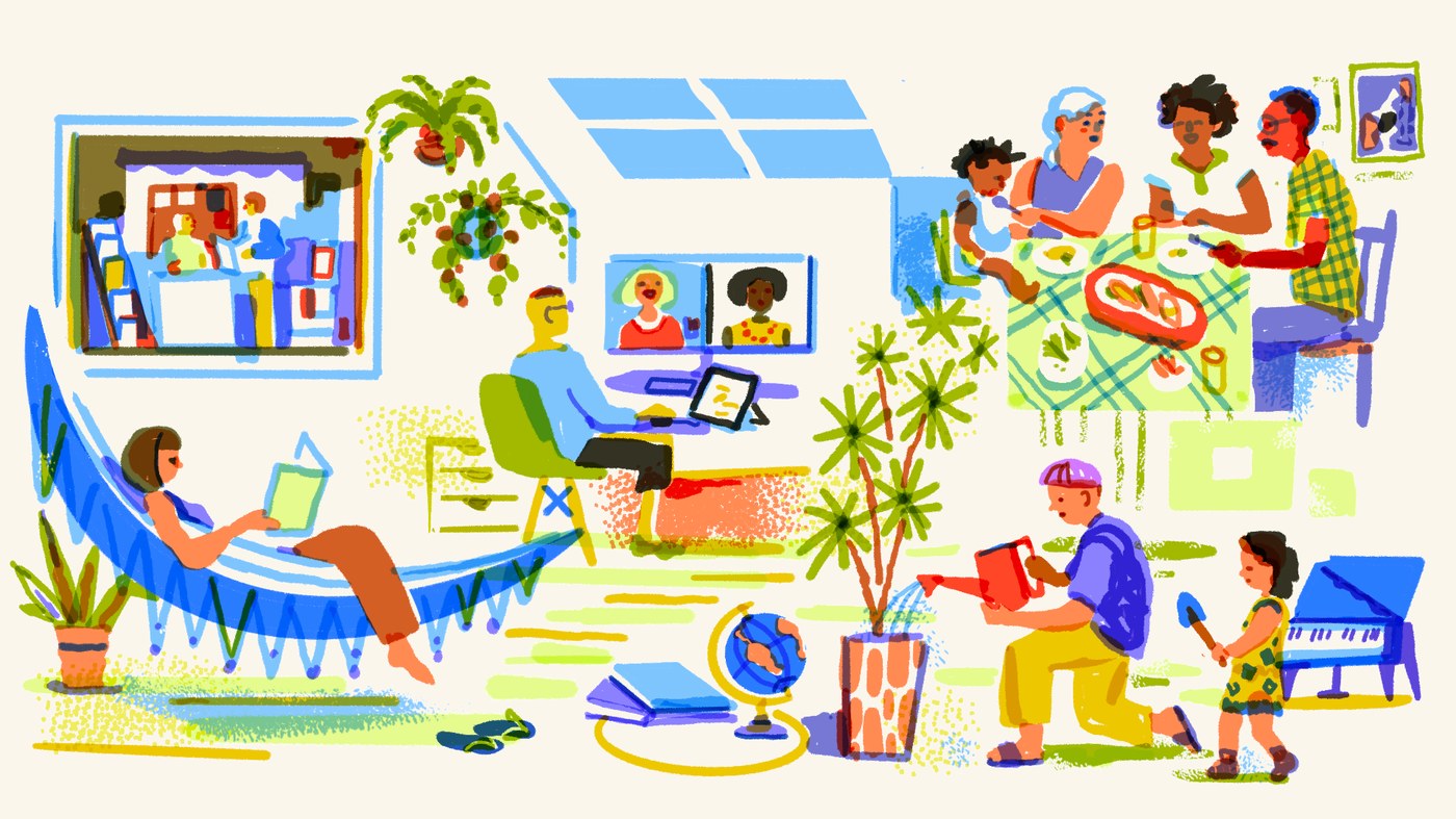 Pessoas vivendo com mais calma em casa